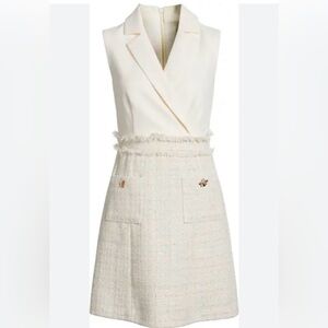 Eliza J Cream Textured Mini Dress